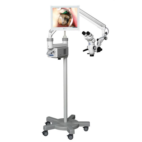 Microscop OP-DENT3 cu LED, binoclu in unghi fix, suport mobil - imagine 3