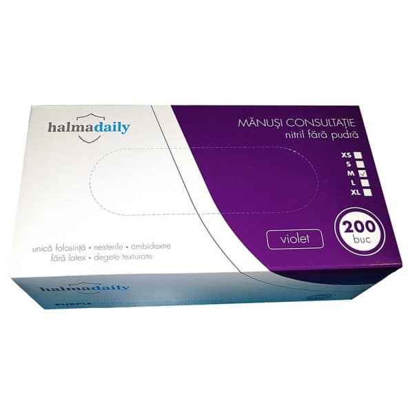 Manusi nitril violet nepudrate, marime L