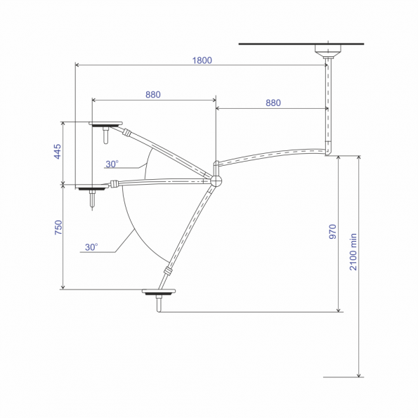 Kit prindere tavan, lampa chirurgicala Emaled 200D