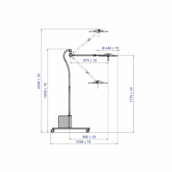 Lampa examinare Emaled 200M, acumulator si stand mobil, 50.000 lx - imagine 3