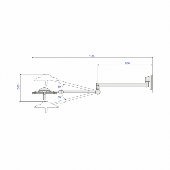 Lampa chirurgicala Emaled 300W, prindere perete, 100.000 lx - imagine 3