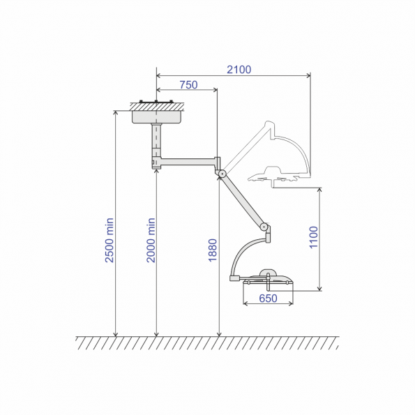 Lampa chirurgicala Emaled 560D, prindere tavan, 160.000 lx - imagine 3