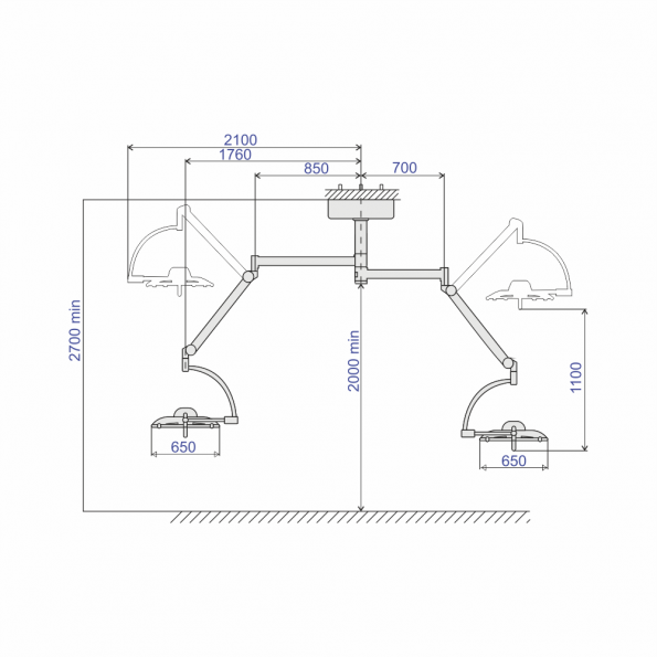 Lampa chirurgicala dubla Emaled 560-560, prindere tavan - imagine 3