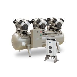 halmadent-compresor-ekom-DK50-3x4VR-M-cu uscator cu adsorbtie Compresor EKOM DK50 3x4VR/M, cu uscator de aer cu membrana pentru cabinete stomatologice